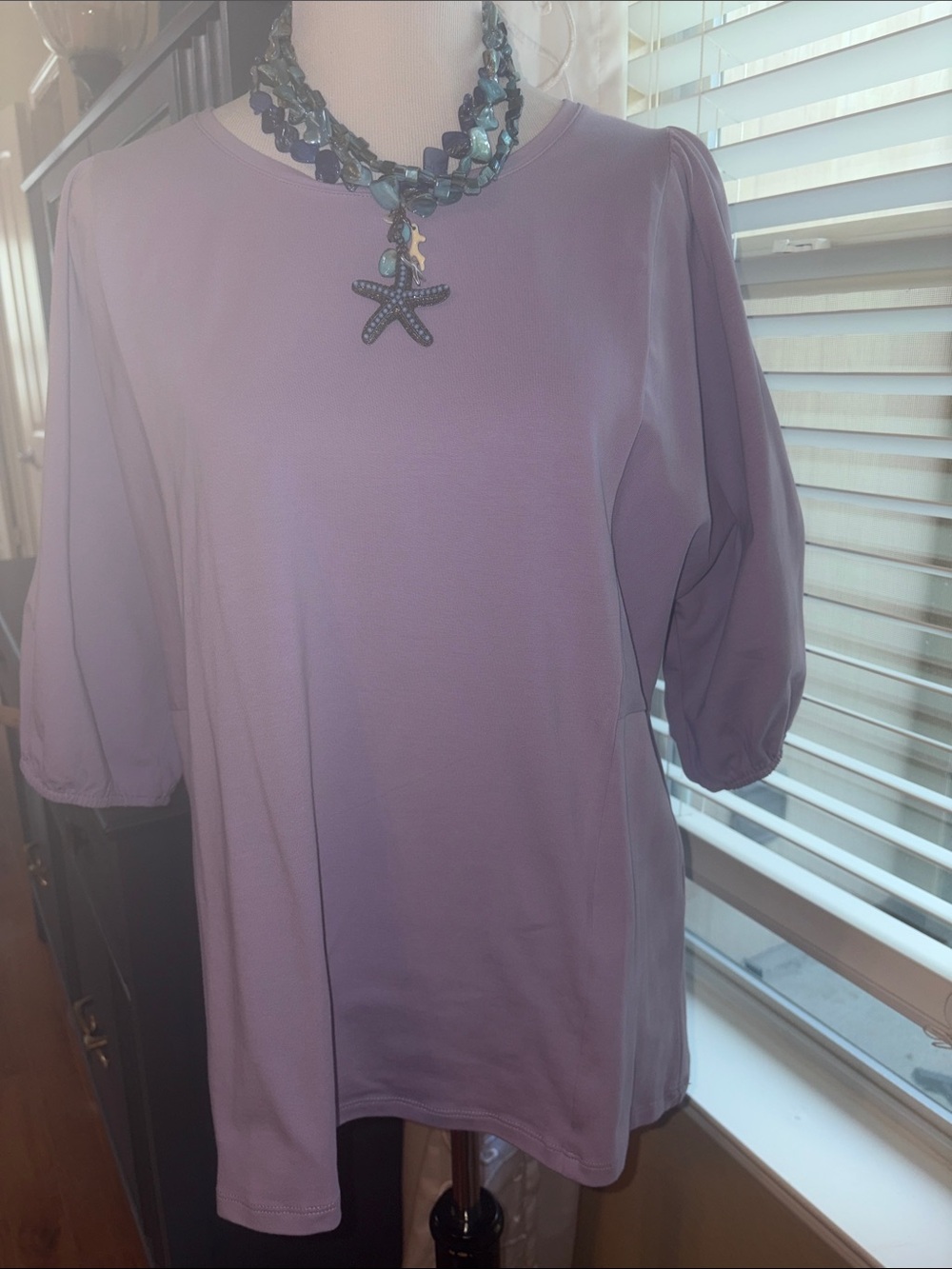 Chico's Lavender Short-Sleeve Crewneck Top